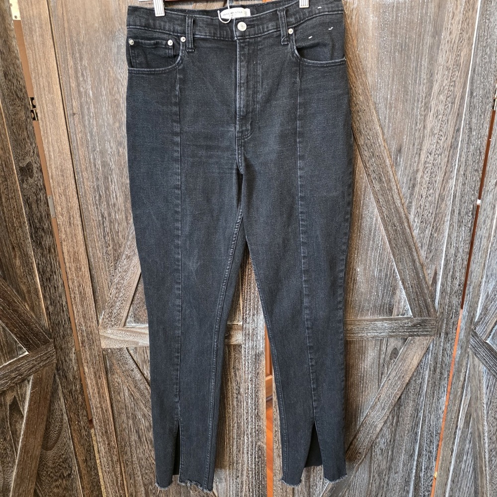 Abercrombie & Fitch Jeans Women's Size 31/12L Black The Skinny High Rise Slits